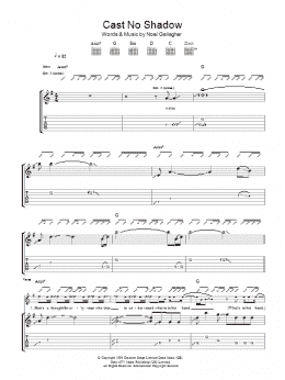 page one of Cast No Shadow (Guitar Tab)