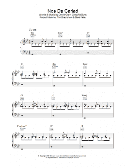 page one of Nos Da Cariad (Piano, Vocal & Guitar Chords)