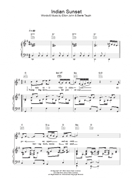 page one of Indian Sunset (Piano, Vocal & Guitar Chords)
