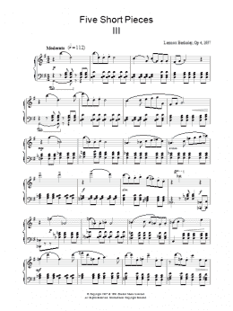 page one of Five Short Pieces, No. 3, Op. 4 (Piano Solo)