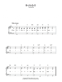 page one of B-I-N-G-O (Piano, Vocal & Guitar Chords)