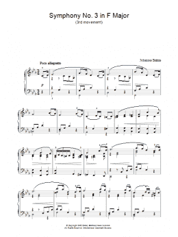 page one of Symphony No. 3 In F Major (3rd movement: Poco allegretto) (Piano Solo)