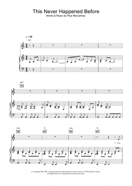 page one of This Never Happened Before (Piano, Vocal & Guitar Chords)