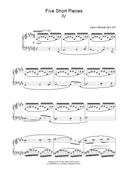 page one of Five Short Pieces, No. 4, Op. 4 (Piano Solo)