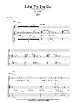page one of Bullet The Blue Sky (Guitar Tab)