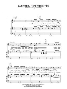 page one of Everybody Here Wants You (Piano, Vocal & Guitar Chords)