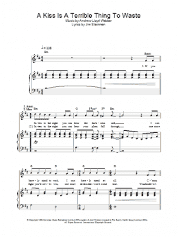 page one of A Kiss Is A Terrible Thing To Waste (Piano, Vocal & Guitar Chords)