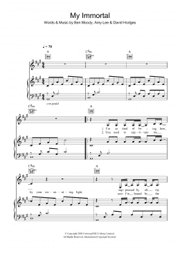 page one of My Immortal (Piano, Vocal & Guitar Chords (Right-Hand Melody))