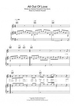 page one of All Out Of Love (Piano, Vocal & Guitar Chords)
