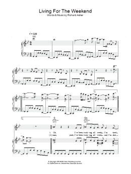 page one of Living For The Weekend (Piano, Vocal & Guitar Chords)