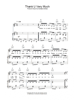 page one of Thank U Very Much (Piano, Vocal & Guitar Chords)