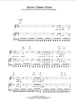page one of Since U Been Gone (Piano, Vocal & Guitar Chords)