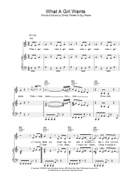 page one of What A Girl Wants (Piano, Vocal & Guitar Chords)