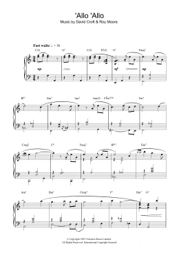 page one of 'Allo 'Allo (Piano Solo)