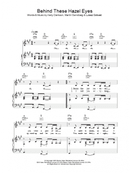 page one of Behind These Hazel Eyes (Piano, Vocal & Guitar Chords)