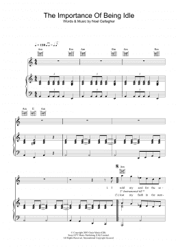 page one of The Importance Of Being Idle (Piano, Vocal & Guitar Chords)