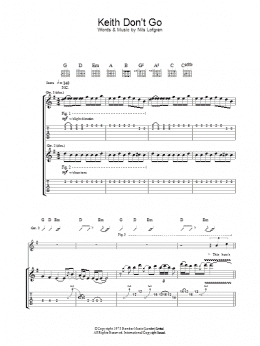 page one of Keith Don't Go (Guitar Tab)