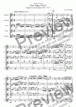 page one of Joplin - New Rag - Ragtime (Sax Quintet)