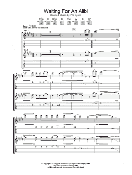page one of Waiting For An Alibi (Guitar Tab)