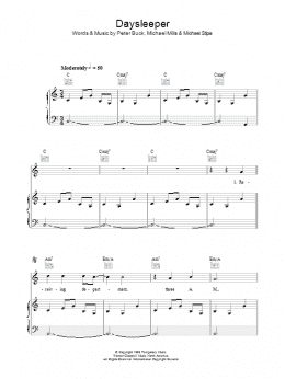 page one of Daysleeper (Piano, Vocal & Guitar Chords)