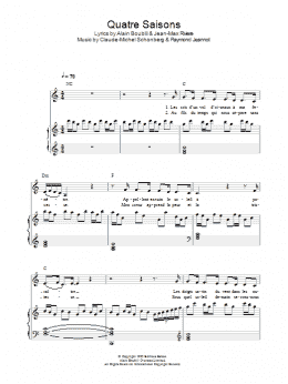 page one of Quatre Saisons Pour Un Amour (from La Revolution Francaise) (Piano, Vocal & Guitar Chords)