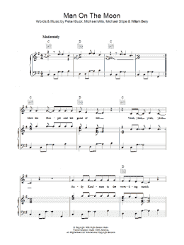 page one of Man On The Moon (Piano, Vocal & Guitar Chords)