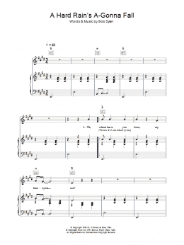 page one of A Hard Rain's A-Gonna Fall (Piano, Vocal & Guitar Chords)