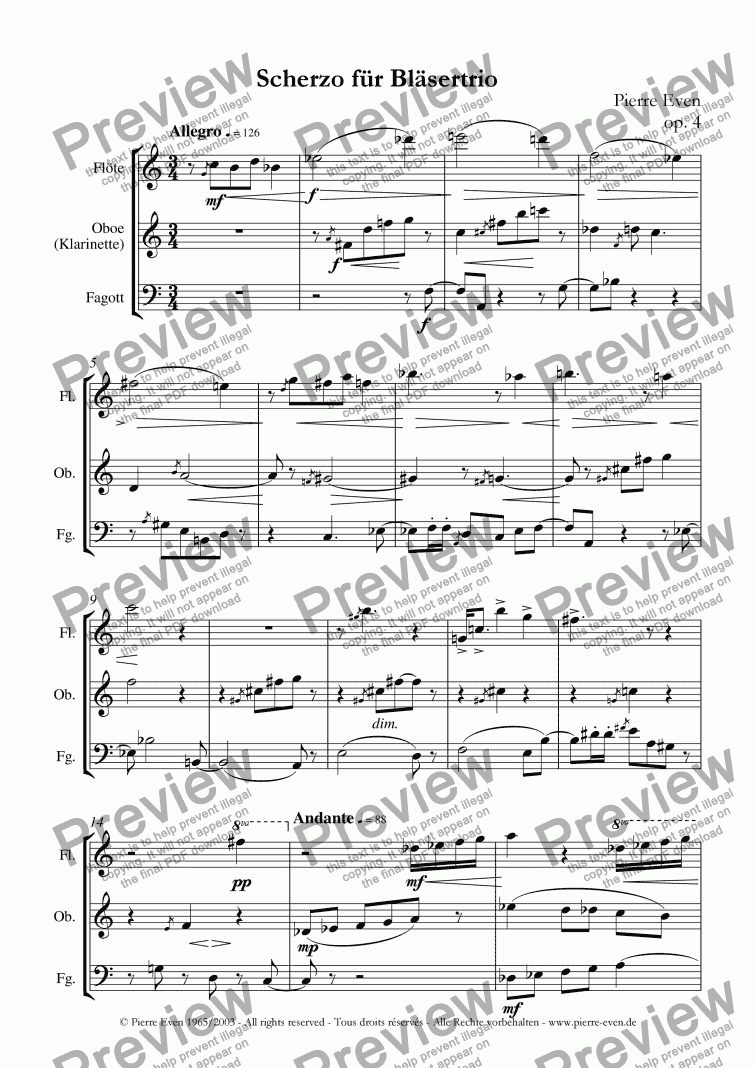 page one of Scherzo - for Wind Trio, op. 4