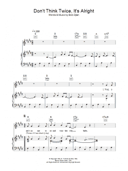 page one of Don't Think Twice, It's Alright (Piano, Vocal & Guitar Chords (Right-Hand Melody))