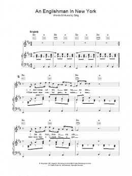 page one of Englishman In New York (Piano, Vocal & Guitar Chords)