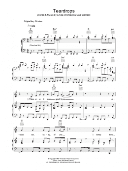 page one of Teardrops (Piano, Vocal & Guitar Chords)