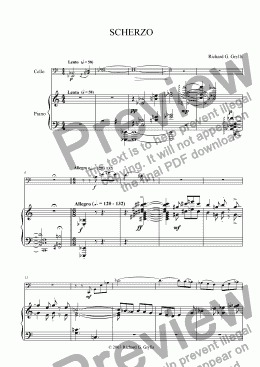 page one of Scherzo for Cello and Piano