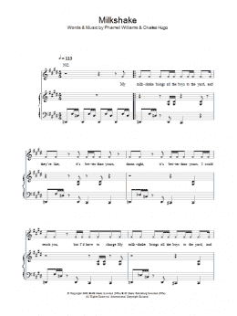 page one of Milkshake (Piano, Vocal & Guitar Chords)