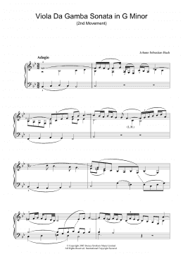 page one of Viola da Gamba Sonata In G Minor (2nd Movement) (Piano Solo)