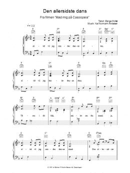page one of Den Allersidste Dans (Piano, Vocal & Guitar Chords)