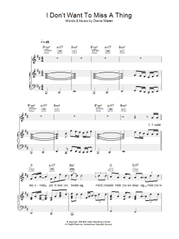 page one of I Don't Want To Miss A Thing (Piano, Vocal & Guitar Chords (Right-Hand Melody))