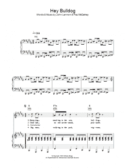 page one of Hey Bulldog (Piano, Vocal & Guitar Chords)