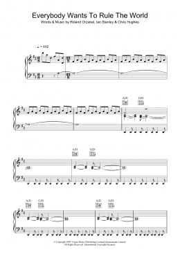 page one of Everybody Wants To Rule The World (Piano, Vocal & Guitar Chords)