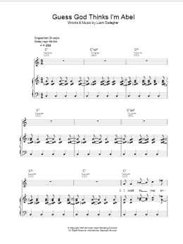 page one of Guess God Thinks I'm Abel (Piano, Vocal & Guitar Chords)
