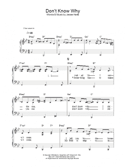 page one of Don't Know Why (Piano, Vocal & Guitar Chords)