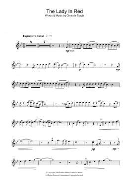 page one of The Lady In Red (Violin Solo)