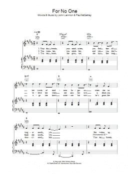 page one of For No One (Piano, Vocal & Guitar Chords)