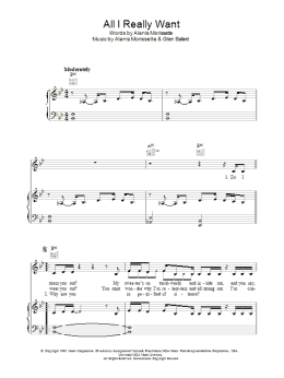 page one of All I Really Want (Piano, Vocal & Guitar Chords)