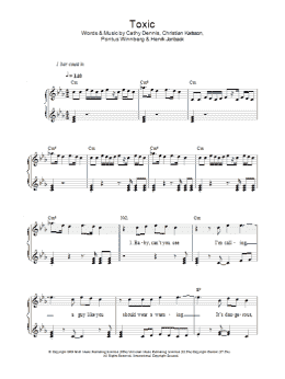 page one of Toxic (Piano, Vocal & Guitar Chords)