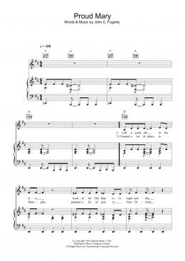 page one of Proud Mary (Piano, Vocal & Guitar Chords (Right-Hand Melody))