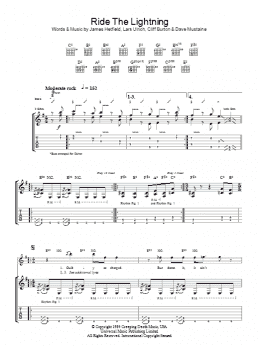 page one of Ride The Lightning (Guitar Tab)