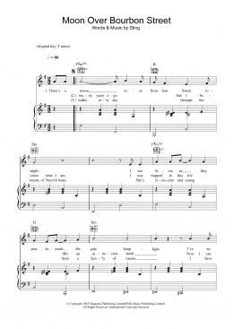 page one of Moon Over Bourbon Street (Piano, Vocal & Guitar Chords)