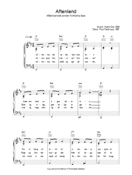 page one of Aftenland - Aftenlandet Under Himlens Bue (Piano, Vocal & Guitar Chords)