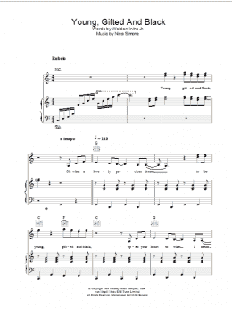 page one of Young, Gifted And Black (Piano, Vocal & Guitar Chords)