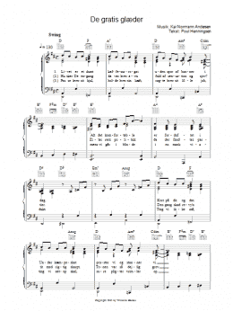 page one of De Gratis Glaeder (Piano, Vocal & Guitar Chords)
